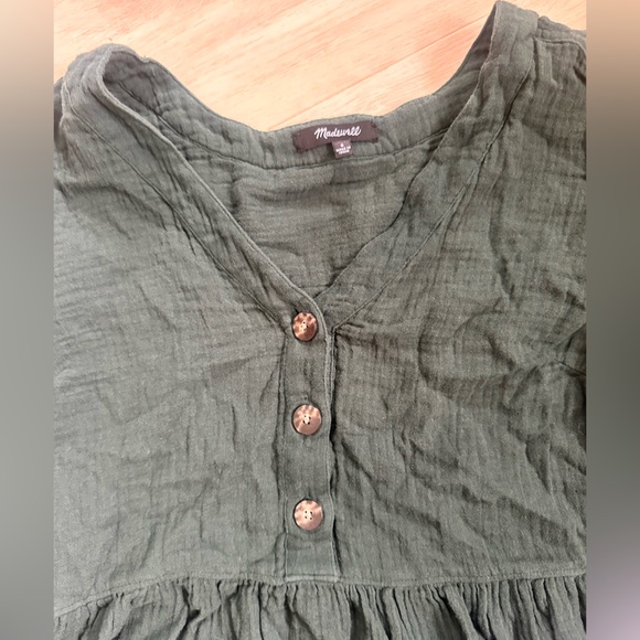 Madewell lightspun button front midi dress Hunter green size 6 - Picture 2 of 3